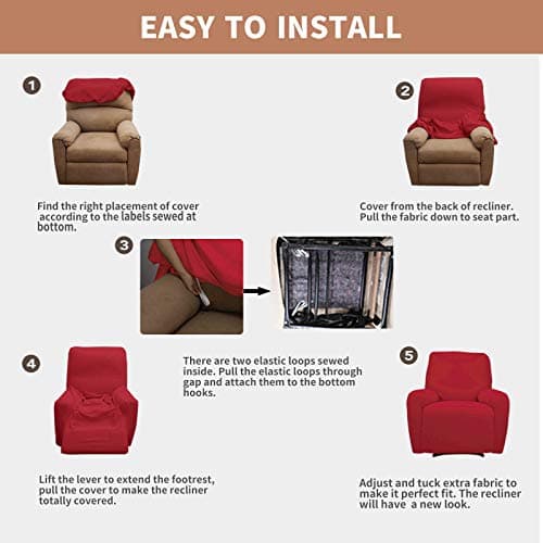 100% Waterproof Recliner Slipcover, Leakproof Couch Cover, Christmas Red