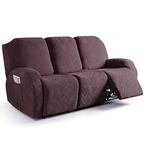 Ruaozz Washable Recliner Sofa Cover with Pockets for 3-Seater Couches (Dark Coffee)