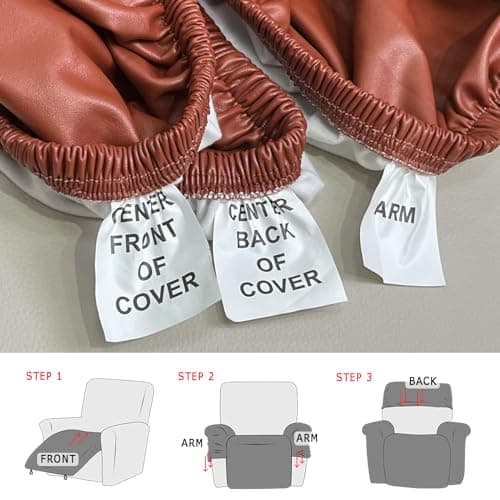 White Leather Waterproof Recliner Slipcover for LoveSeat Sofa