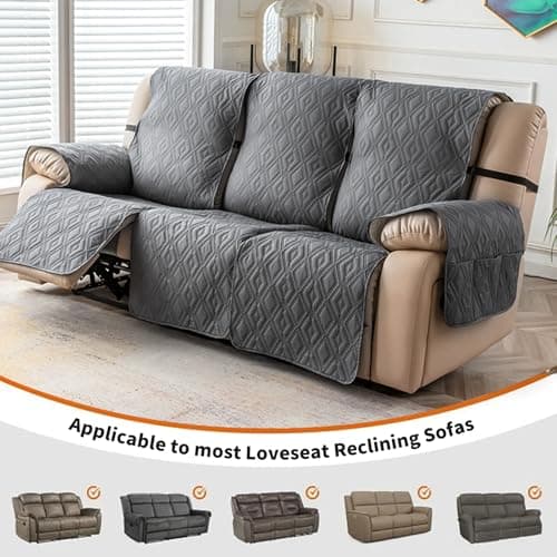 Genina Waterproof Recliner Sofa Cover, Dark Gray
