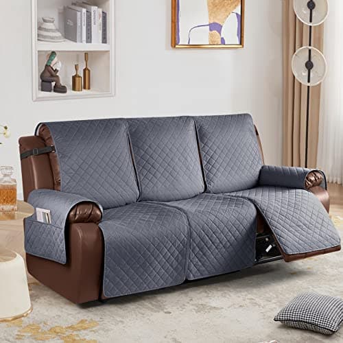 KinCam Waterproof 3 Seat Recliner Sofa Cover, Grey Protector