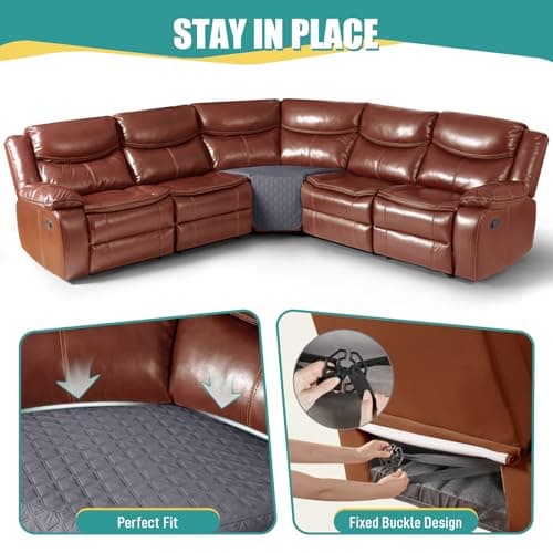 Ruaozz Dark Grey Recliner Sectional Couch & Corner Cover