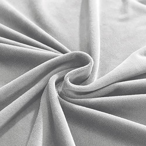 Wear-Resistant Stretch Velvet L-Shaped Sofa Cover for Left/Right Sectionals (Camel, Single Seat) — Light Grey