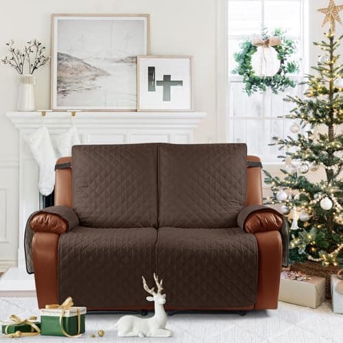 Ruaozz Waterproof Recliner Sofa Cover for Kids, Dogs, Pets (2 Seater, Dark Brown)