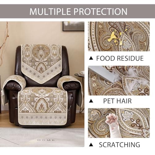 LUFEIJIASHI Non-Slip Waterproof Recliner Covers for Leather Electric Chairs (FLKF-Beige)