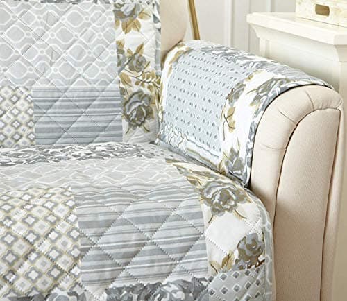 Great Bay Home Taupe Scallop Print Stain Resistant Recliner Cover — Patchwork - Grey