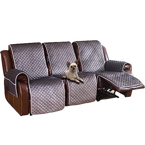 LUFEIJIASHI Waterproof Velvet Recliner Couch Covers 3 Seat Dark Grey