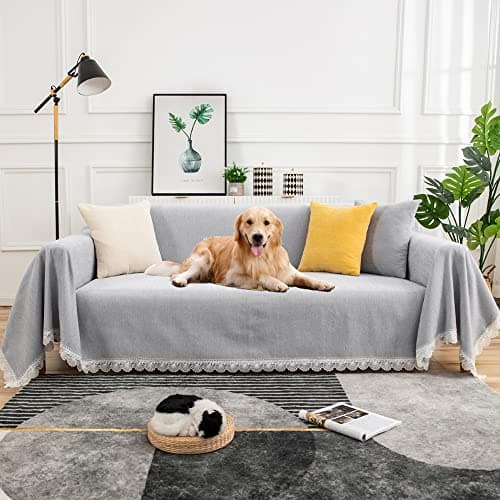 ROOMLIFE Reversible Sofa Covers for 3 Seat Reclining Futon - Washable Kids & Pet Protector 71"x134" — A. Neutral Grey