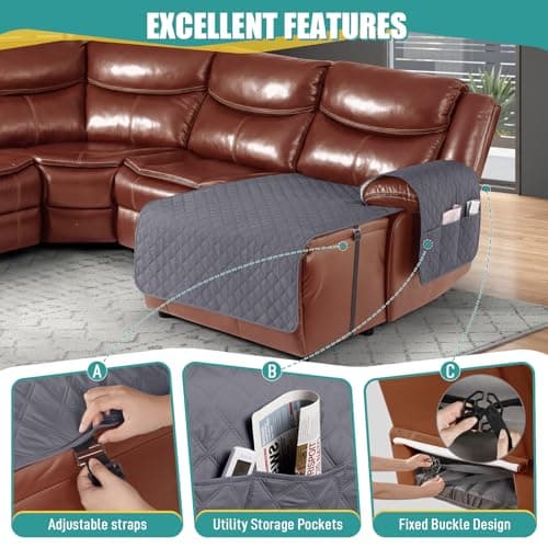 Ruaozz Dark Grey L-Shape Sofa & Right Chaise Cover