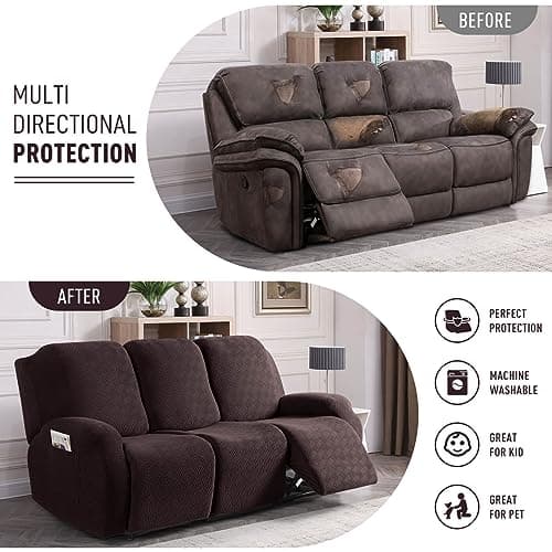 KinCam Chocolate Stripe Jacquard Recliner Couch Cover