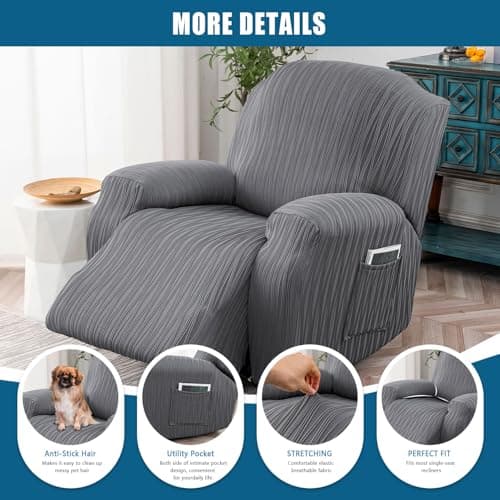 Soft Couch Cover for Recliner, Leakproof Dog and Pet Protector (Dark Grey)