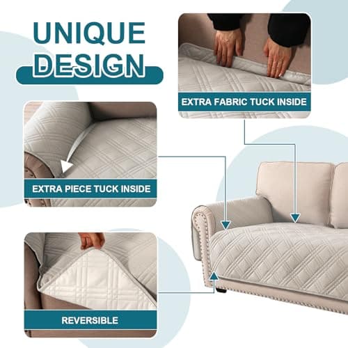 Turquoize Waterproof Pet Couch Cover for 3-Cushion Sofa (French Oak)