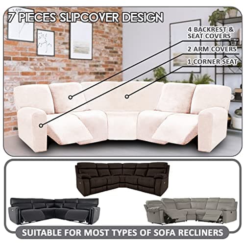 ULTICOR Ivory L Shape 5 Seat Recliner Sofa Cover
