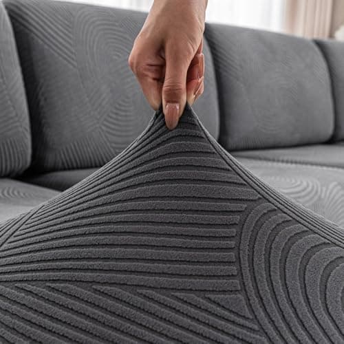 Stretchable Dark Gray Sofa Covers for Sectional and L-Shaped Couches — Dark Gray