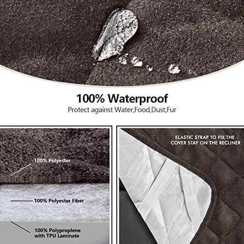 STONECREST Waterproof Microsuede Recliner Slipcover (Chocolate, 23")