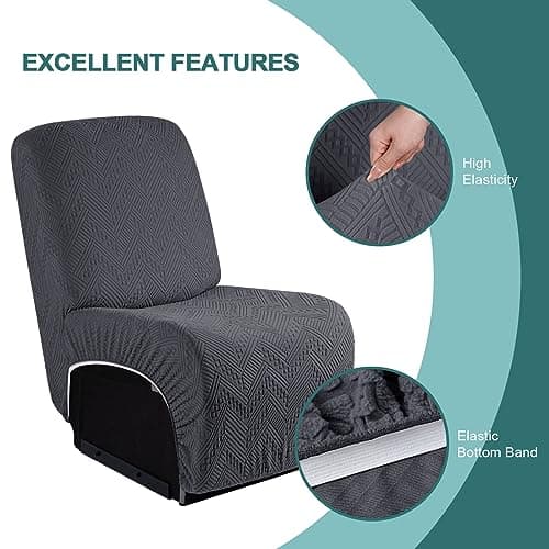 Ruaozz Stretch Recliner Cover Dark Gray Small OEKO-TEX Standard 100 Furniture Protector Sectional L Shape Recliner Seat Cover Washable