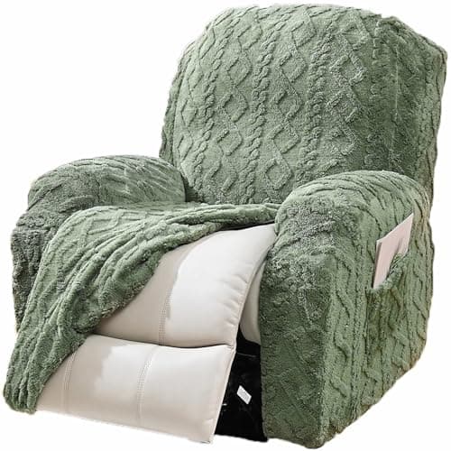 JOKIVTOU 4-Piece Stretch Recliner Chair Cover Set with Pocket Elastic Bottom