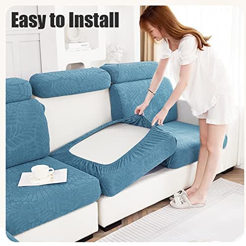2023 New 6Pcs Grey Stretch Sofa Cover for L-Shaped Sectional Couch