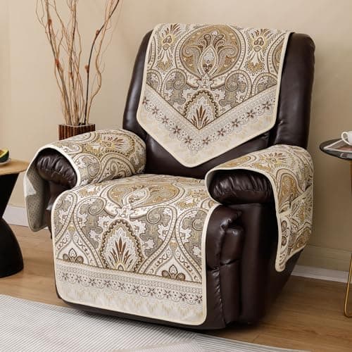 LUFEIJIASHI Non-Slip Waterproof Recliner Covers for Leather Electric Chairs (FLKF-Beige)