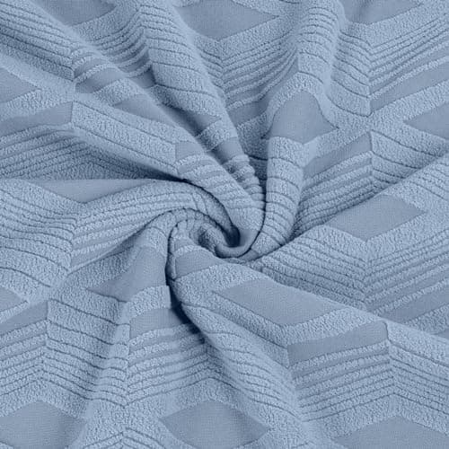 TAOCOCO Dark Grey Stretch Jacquard Recliner Loveseat Cover — Light Blue