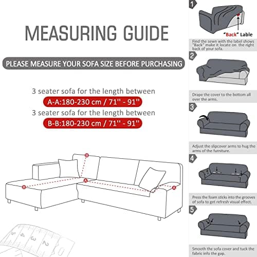 Dark Grey Stretch Velvet L-Shaped Sectional Sofa Slipcover (2Pcs)