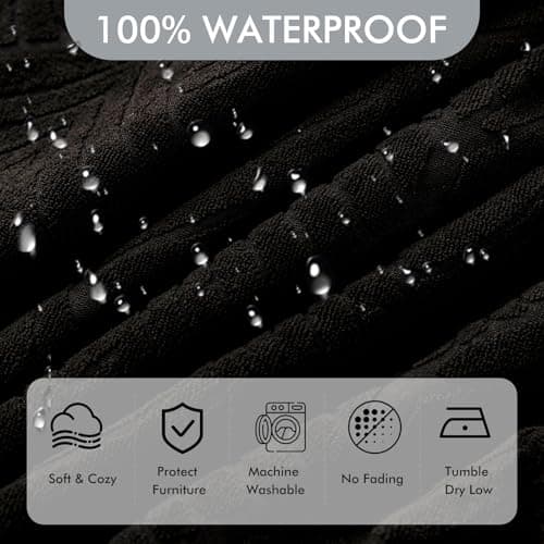 100% Waterproof Stretch Recliner Loveseat Cover, Washable Furniture Protector (Black, 2 Seater)