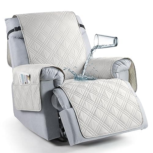 TAOCOCO 100% Waterproof Recliner Chair Cover, Non-Slip, Washable, Kids & Pet-Friendly — Off White