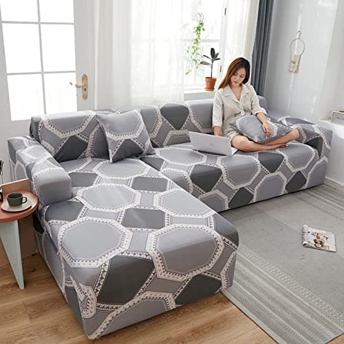 IMYOGI High Stretch Sofa Covers for 3 Seater Sectional Couch - Living Room Protector — Bl
