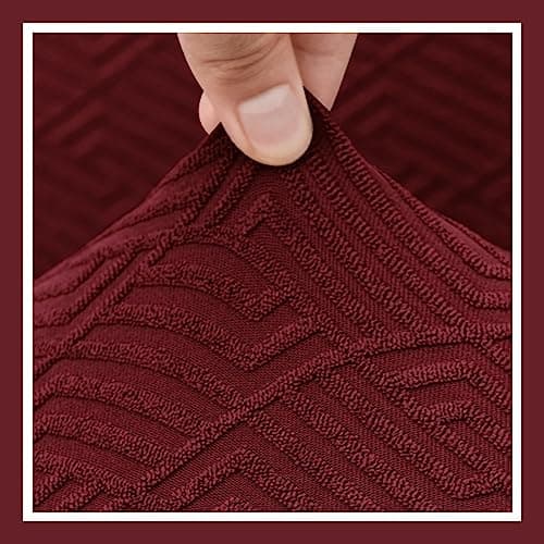 XINEAGE Dark Gray Stretch Jacquard Recliner Chair Covers (4 Pieces) — Wine Red