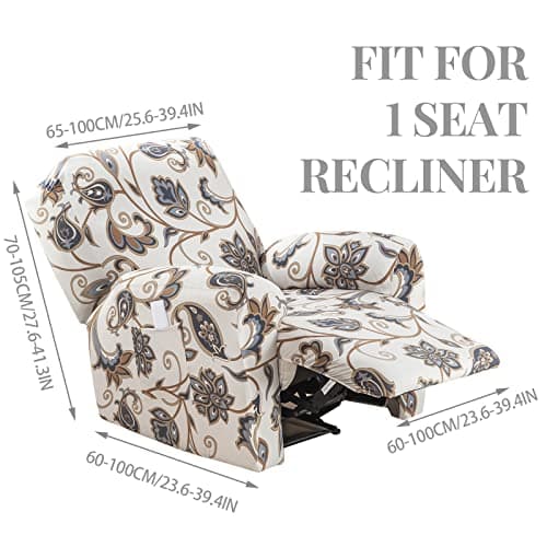 Fallon Collection Stretch Recliner Cover 4pcs Elastic Bottom Slipcovers