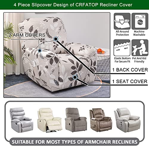 Lazy Boy Recliner Cover with Pockets & Elastic Bottom Protection