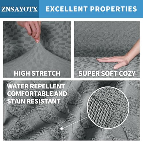 Light Gray Stretch Recliner Love Seat Cover 48-66", Elastic Ties, Washable