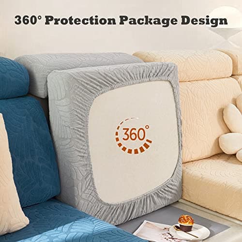 2023 New 6Pcs Grey Stretch Sofa Cover for L-Shaped Sectional Couch