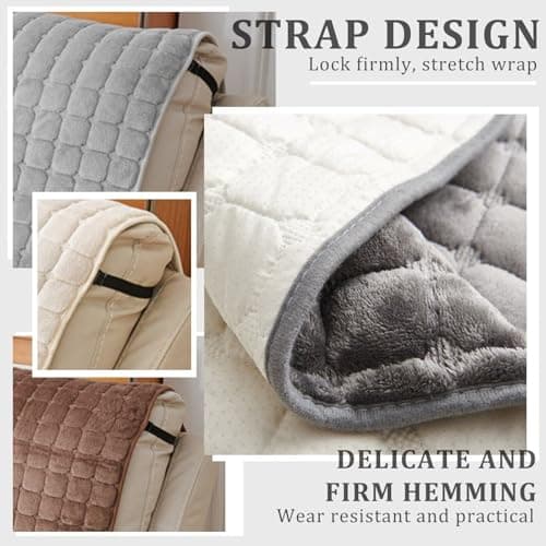 Washable Large Taupe Quilted Slipcover for Recliner and Furniture with Side Pocket