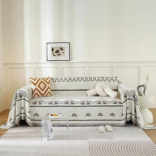 ROOMLIFE Reversible Sofa Covers for 3 Seat Reclining Futon - Washable Kids & Pet Protector 71"x134" — Nb.white1