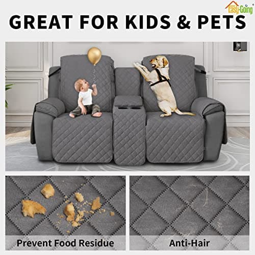 Water Resistant 2-Piece Gray Dog Cover for Non-Slip Loveseat Recliner Sofa