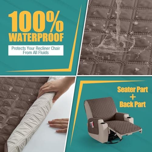 Ruaozz 100% Upgraded Waterproof Recliner Chair Covers