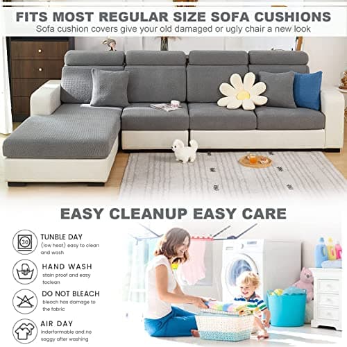 2025 Wear-Resistant Stretch L-Shaped Chaise Lounger Sofa Covers (Weave Grey)