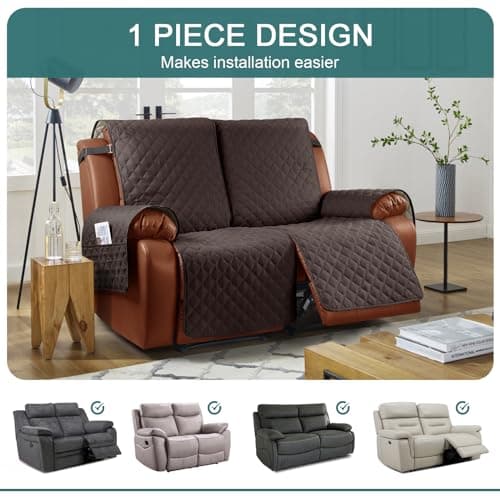Waterproof Recliner Sofa Cover for 2 Seater Couch - Chocolate, Washable Furniture Protector for Kids and Pets