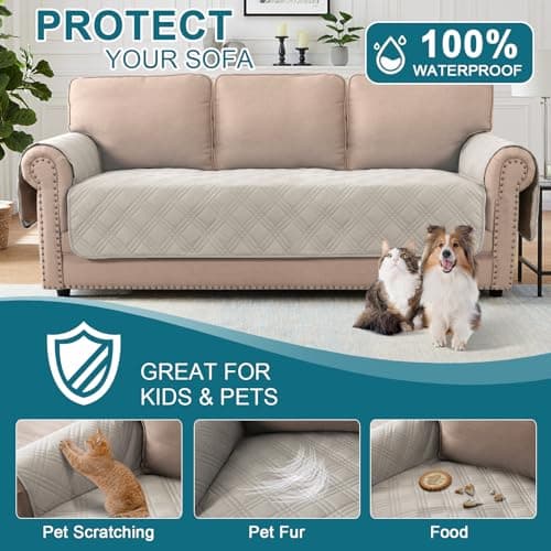 Turquoize Waterproof Pet Couch Cover for 3-Cushion Sofa (French Oak)