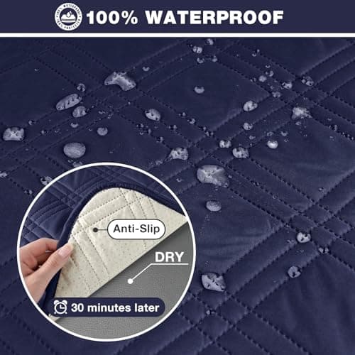 Waterproof Loveseat Recliner Cover for Pets and Kids - Gray (2 Seater) — Navy Blue