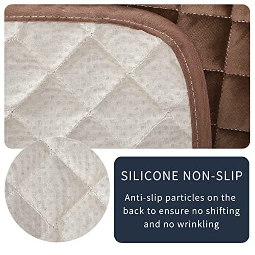 LUFEIJIASHI Brown Velvet Non-Slip 2-Seater Recliner Sofa Covers, Waterproof & Washable