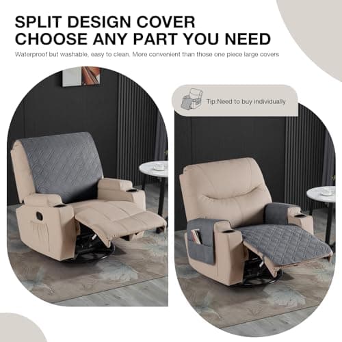 VANSOFY Dark Gray 100% Waterproof Dog Recliner Chair Cover