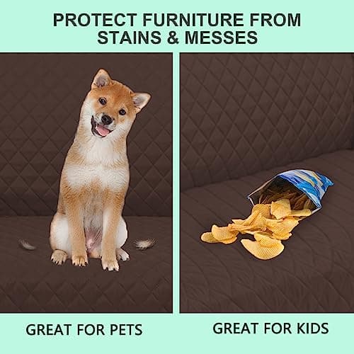 Reversible Chocolate/Beige Loveseat Sofa Cover Protector