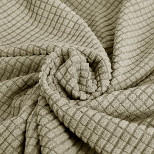 JIVINER Stretch Universal Couch Cover, Light Gray Rhomb, Large — Khaki