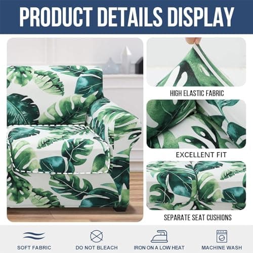 Floral Pattern Stretch Printed Sofa Slipcovers for 2 Cushion Couch, Furniture Protector for Dogs (Loveseat)