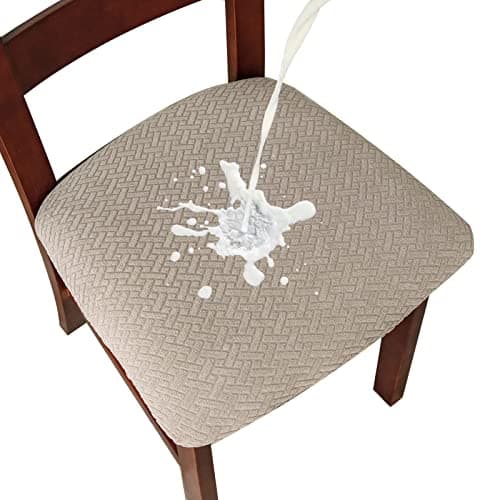 Genina Taupe Dining Room Chair Slipcovers (4 Pcs) — Waterproof-khaki