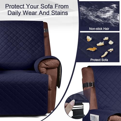 KinCam 100% Waterproof Recliner Chair Cover, Dark Blue