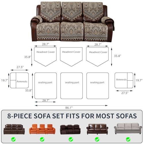 LUFEIJIASHI WaterProof 2 Seat Recliner Sofa Covers - Non-Slip, Washable, Brown, FLKF-Brown, 3 Seater