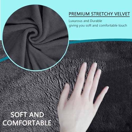 U-NICE HOME Velvet Sofa Covers for 3 Cushion Couch (Large, Dark Grey)